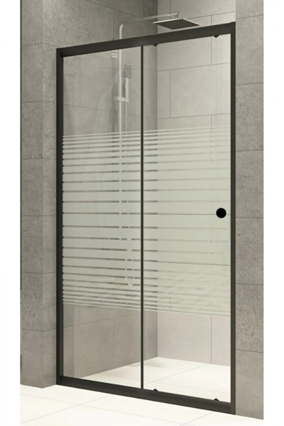 Düz Cephe Tek Kapı Açılır Siyah Profilli Duşakabin